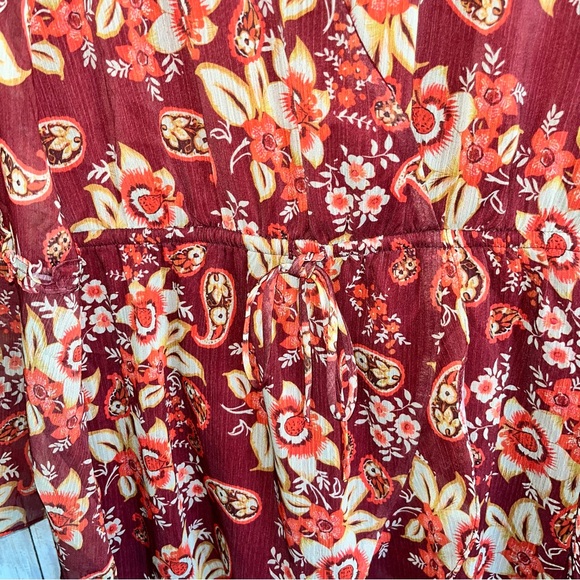 Vici Red Honey Crisp Tie Waist Floral Dress - Picture 3 of 8